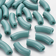 Opaque Acrylic Beads, Curved Tube, Cadet Blue, 36x13.5x11.5mm, Hole: 4mm, about 148pcs/500g(MACR-S372-001B-15-4712)