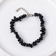 Natural Black Agate Chips Beaded Bracelet(TJ9442-4)