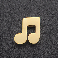 201 Stainless Steel Charms, for Simple Necklaces Making, Laser Cut, Musical Note, Golden, 8x7.5x3mm, Hole: 1.8mm(STAS-R109-JA424-2)