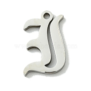 201 Stainless Steel Pendants, Stainless Steel Color, Old Initial Letters Charms, Letter I, 19x15x1.6mm, Hole: 1.8mm(STAS-B055-01P-I)