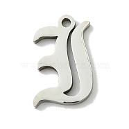 Non-Tarnish 201 Stainless Steel Pendants, Stainless Steel Color, Old Initial Letters Charms, Letter I, 19x15x1.6mm, Hole: 1.8mm(STAS-B055-01P-I)