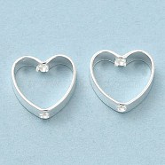Brass Bead Frame, Cadmium Free & Lead Free, Heart, 925 Sterling Silver Plated, 9x9.5x3mm, Hole: 1.2mm(KK-M250-28S)