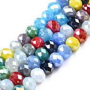 Electroplate Glass Beads Strands, Faceted, Rondelle, Mixed Color, 6.5~8x5~6.5mm, Hole: 1.2mm, about 64~65pcs/strand, 15.55 inch~15.94 inch(39.5~40.5cm)(X-EGLA-N002-11)