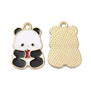 Alloy Enamel Pendants, Golden, Panda Charm, White, 22.5x15.5x1.5mm, Hole: 2mm(ENAM-D046-09G-04)