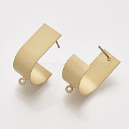 Iron Stud Earring Findings, with Steel Pins and Loop, Matte Gold Color, 25x10mm, Hole: 1.2mm, Pin: 0.7mm(IFIN-S703-28)