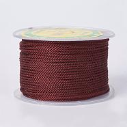 Round Polyester Cords, Milan Cords/Twisted Cords, Dark Red, 1.5~2mm, 50yards/roll(150 feet/roll)(OCOR-P005-22)