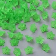 Transparent Acrylic Beads, Flower, Frosted, Dark Sea Green, 10x5mm, Hole: 1mm, about 420pcs/50g(X-PL554-13)