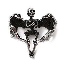 Halloween 304 Stainless Steel Pendants, with Jump Ring, Skeleton Charm, Antique Silver, 47.5x45x20mm, Hole: 5.7mm(STAS-I201-02AS)