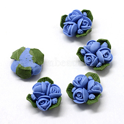 Handmade Porcelain Cabochons, China Clay Beads, Flower, Royal Blue, 15.5~17.5x15~17x8~9mm(X-PORC-S1003-22B)