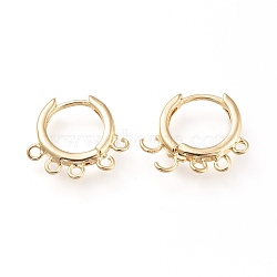 Brass Hoop Earring Findings, with Horizontal Loops, Long-Lasting Plated, Golden, 16.5x14.5x2.5mm, Hole: 1.4mm, Pin: 0.9mm(KK-L155-31G)