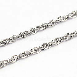 304 Stainless Steel Singapore Chains, Water Wave Chains, Unwelded, Stainless Steel Color, 0.4mm(CHS-O005-38B)