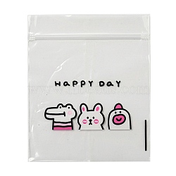 Rectangle Plastic Zip Lock Gift Bags, Resealable Bags with Animals Pattern, Pearl Pink, 12x10x0.02cm, Unilateral Thickness: 2.5 Mil(0.065mm)(OPP-Q008-01B-04)