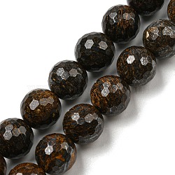 Natural Bronzite Beads Strands, Faceted(128 Facets), Round, 10~10.5mm, Hole: 1.2mm, about 36~37pcs/strand, 14.76~15.16 inch(37.5~38.5cm)(G-E571-42C)