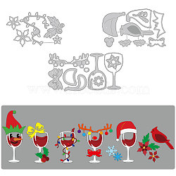 Christmas Theme Carbon Steel Cutting Dies Stencils, for DIY Scrapbooking, Photo Album, Decorative Embossing Paper Card, Stainless Steel Color, Goblet Pattern, 110~141x66~72x0.8mm, 3pcs/set(DIY-WH0309-1182)