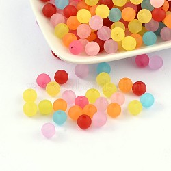 Transparent Acrylic Ball Beads, Frosted Style, Round, Mixed Color, 8mm, Hole: 2mm, about 1892pcs/500g(FACR-R021-8mm-M)