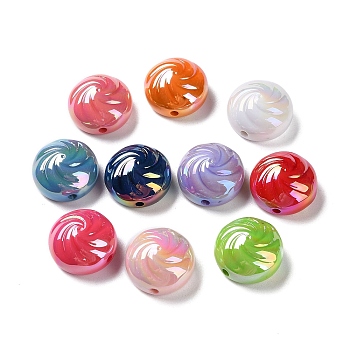 UV Plating Acrylic Beads, AB Color, Cookie & Bun, Mixed Color, 23x13mm, Hole: 3mm