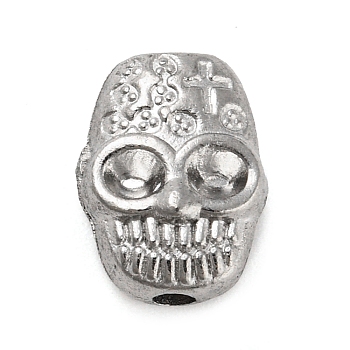 316 Stainless Steel Beads, Skull, Stainless Steel Color, 10x8x6mm, Hole: 1.6mm