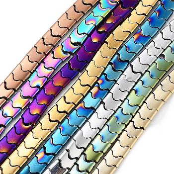 Synthetic Non-magnetic Hematite Beads Strands, Long-Lasting Plated, Wave Shape, 2-Hole, Mixed Color, 7.5~8x8x3mm, Hole: 1mm, about 68pcs/strand, 15.35''(39cm)