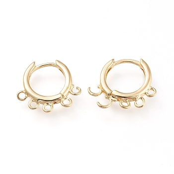 Brass Hoop Earring Findings, with Horizontal Loops, Long-Lasting Plated, Golden, 16.5x14.5x2.5mm, Hole: 1.4mm, Pin: 0.9mm