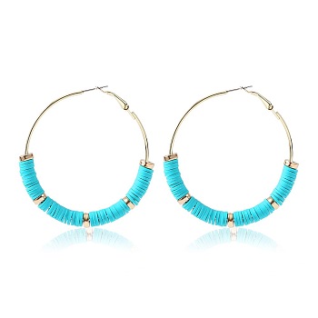 Bohemia Style Colorful Clay Beads Hoop Earrings, Ring