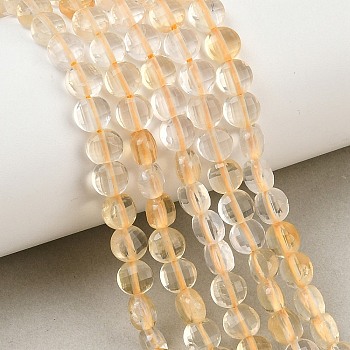 Natural Lemon Quartz(Heated) Beads Strands, Flat Round, Faceted, 6x4mm, Hole: 0.6mm, about 71pcs/strand, 15.43''(39.2cm)