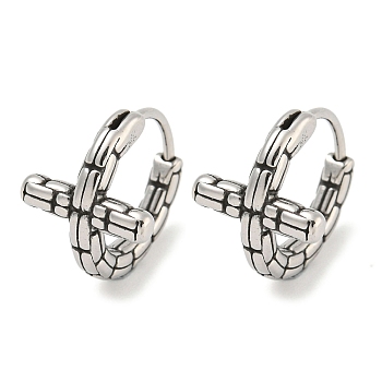 316 Surgical Stainless Steel Hoop Earrings, Ring, Antique Silver, 14.5x11.5mm