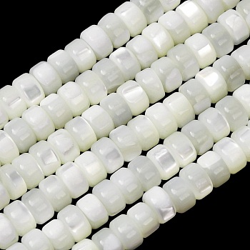 Natural Trochid Shell/Trochus Shell Beads Strands, Disc, Heishi Beads, White, 5x3mm, Hole: 0.6mm, about 57pcs/strand, 7.09''(18cm)