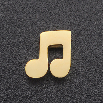 201 Stainless Steel Charms, for Simple Necklaces Making, Laser Cut, Musical Note, Golden, 8x7.5x3mm, Hole: 1.8mm