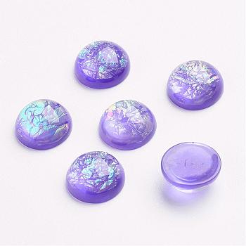Half Round Resin Imitation Opal Cabochons, Medium Purple, 12mm