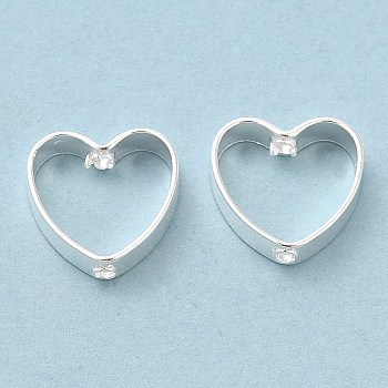 Brass Bead Frame, Cadmium Free & Lead Free, Heart, 925 Sterling Silver Plated, 9x9.5x3mm, Hole: 1.2mm