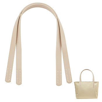 PU Imitation Leather Bag Handles, Sew on Bag Handles, Blanched Almond, 62.4x1.9x0.35cm, Hole: 1.6mm