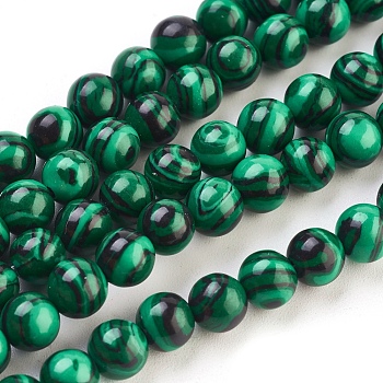 Synthetic Malachite Beads Strands, Dyed, Round, Green, 6mm, Hole: 1.2mm