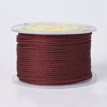 Round Polyester Cords, Milan Cords/Twisted Cords, Dark Red, 1.5~2mm, 50yards/roll(150 feet/roll)