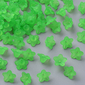 Transparent Acrylic Beads, Flower, Frosted, Dark Sea Green, 10x5mm, Hole: 1mm, about 420pcs/50g