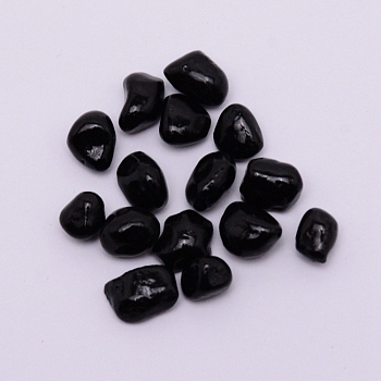 Glass Beads, Nuggets, No Hole/Undrilled, for Aquarium Fish Tank Decoration, Black, 3~6x3~6mm, about 4300pcs/1000g