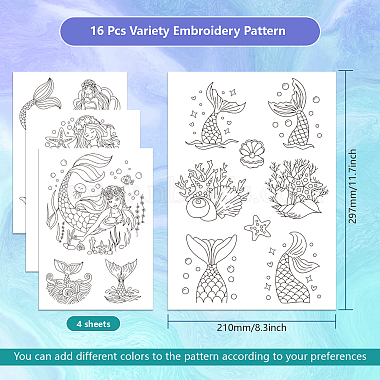 4 Sheets 11.6x8.2 Inch Stick and Stitch Embroidery Patterns(DIY-WH0455-092)-2