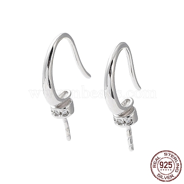Real Platinum Plated Sterling Silver+Cubic Zirconia Earring Hooks