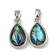 Rack Plating Brass Pave Natural Paua Shell Pendants(KK-U025-08P-01)-1