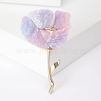 Alloy Brooches, Enamel Pin, Jewelry for Women, Flower, Pink, 75x46mm(PW-WG77419-01)