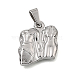 304 Stainless Steel Pendants, with 201 Stainless Steel Snap On Bails, Human Charms, Stainless Steel Color, 19.5x18x2.5mm, Hole: 7x3.5mm(STAS-G400-07P)