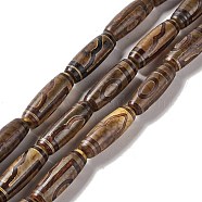Tibetan Style dZi Beads Strands, Natural & Dyed Agate Beads, Rice, 1-Eye, 28.5~30x10mm, Hole: 2.5mm, about 10pcs/strand, 11.81''(30cm)(G-A024-01O)