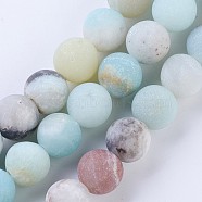 Frosted Natural Flower Amazonite Round Bead Strands, 10~10.5mm, Hole: 1.2mm, about 36pcs/strand, 15.5 inch(G-E334-10mm-09)
