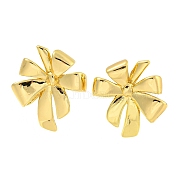 Rack Plating Brass Stud Earrings, Long-Lasting Plated, Lead Free & Cadmium Free, Bowknot, Real 18K Gold Plated, 21x21mm(EJEW-M247-30B-G)