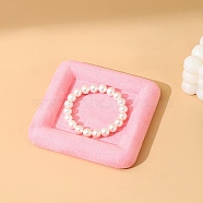 Velvet Jewelry Tray, Display Tray, Square, Pearl Pink, 12x12x2cm(PW-WG0600C-03)