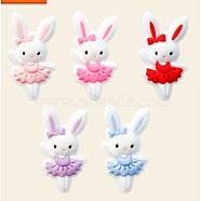 10Pcs 5 Colors Cartoon Rabbit Silicone Beads, Chewing Beads For Teethers, DIY Nursing Necklaces Making, Mixed Color, 30x16x9mm, Hole: 2mm(JX709A)