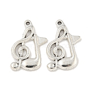 Tibetan Style Zinc Alloy Pendants, Lead Free & Cadmium Free, Musical Note, Antique Silver, 20.8x13x2mm, Hole: 1mm, about 454pcs/500g(TIBEP-R334-112AS-RS)