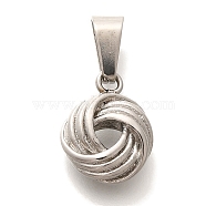 Anti-Tarnish 304 Stainless Steel Charms, Twist Knot Charm, Stainless Steel Color, 14x11x5mm, Hole: 7x3.5mm(STAS-U035-26P)