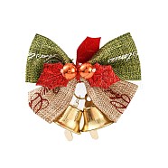 Christmas Linen Big Bowknot with Iron Bell Decorations, for Christmas Party Prop Ornaments, Olive Drab, 48x49x15mm(AJEW-S088-02C)