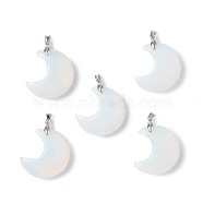 Opalite Pendants, Moon Charms, with Platinum Tone Brass Findings, 35x27x10mm, Hole: 10x4mm(G-Z022-04K)