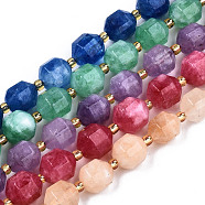 Natural Dolomite Beads Strands, Faceted, Dyed, Round, Mixed Color, 10.5x9.5mm, Hole: 1.2mm, about 31pcs/strand, 15.04 inch~15.35 inch(38.2cm~39cm)(G-T131-85B)